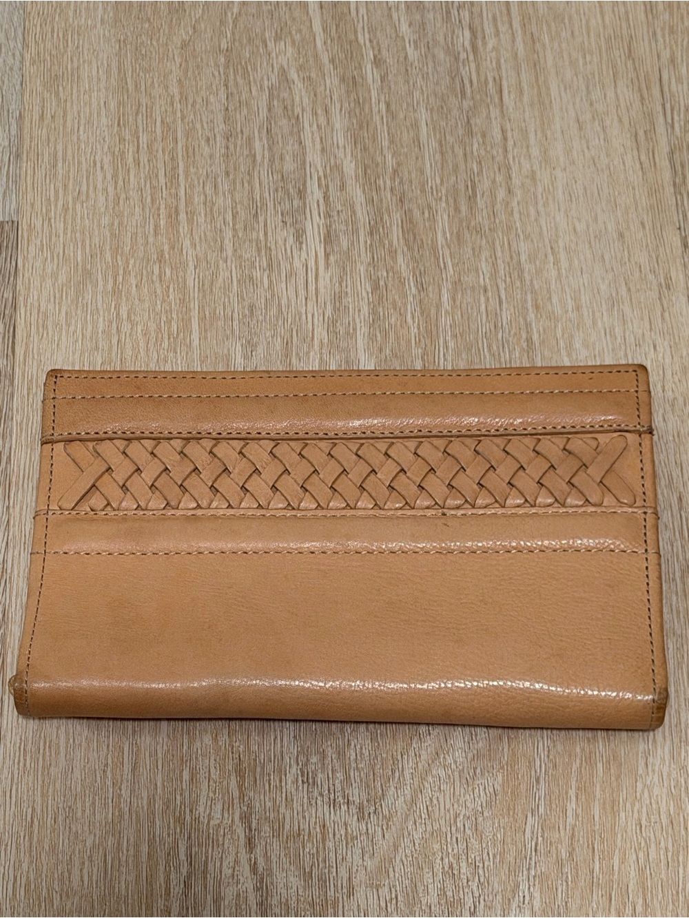 Brighton Woven Leather Wallet in Tan